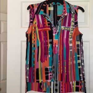 ALLEN B - high -low colorful top!!